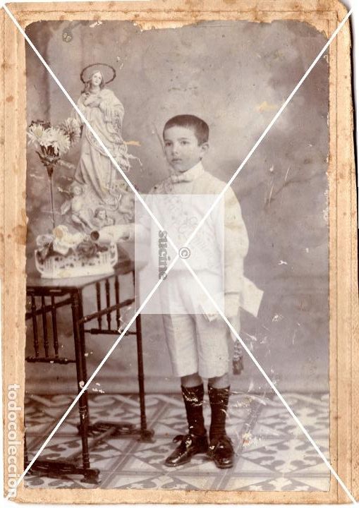 Alte Fotografie: FOTOGRAFIA NI&Ntilde;O DE COMUINION ALBUMINA TAMA&Ntilde;O 10X16