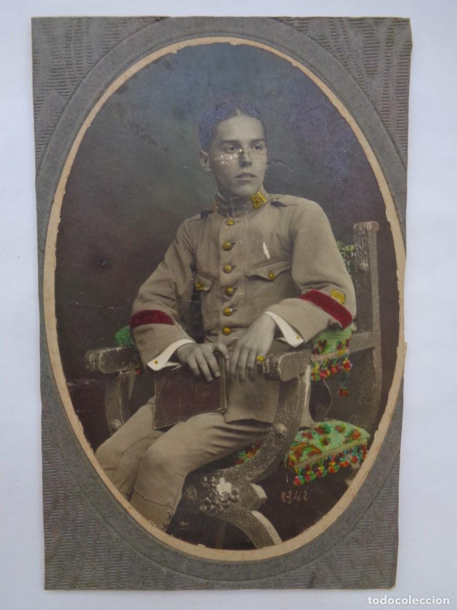 Antique Photography: FOTO DE ESTUDIO DE MILITAR DEL RGTO INFANTERIA VIZCAYA N&ordm; 51, 1919 . COLOREADA. ALCOY