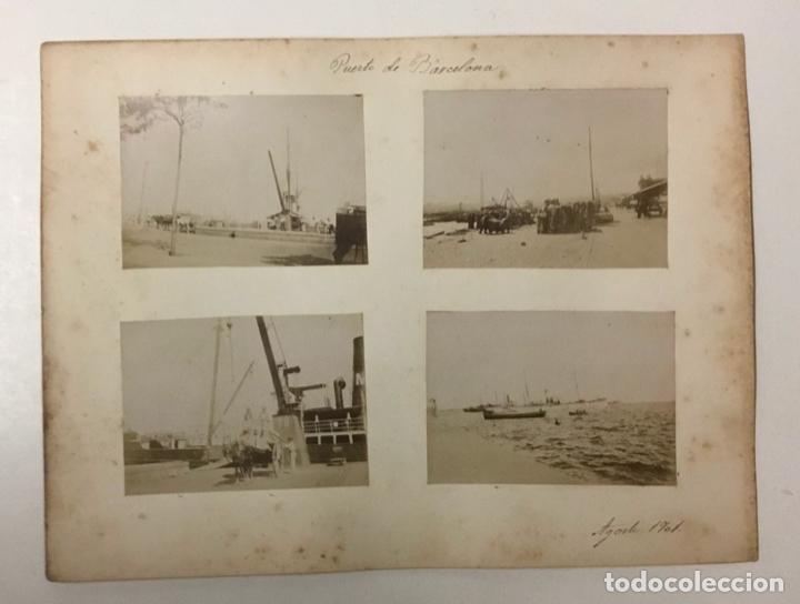 Fotograf&iacute;a antigua: 4 alb&uacute;minas sobre cart&oacute;n de puerto de barcelona. Agosto 1901
