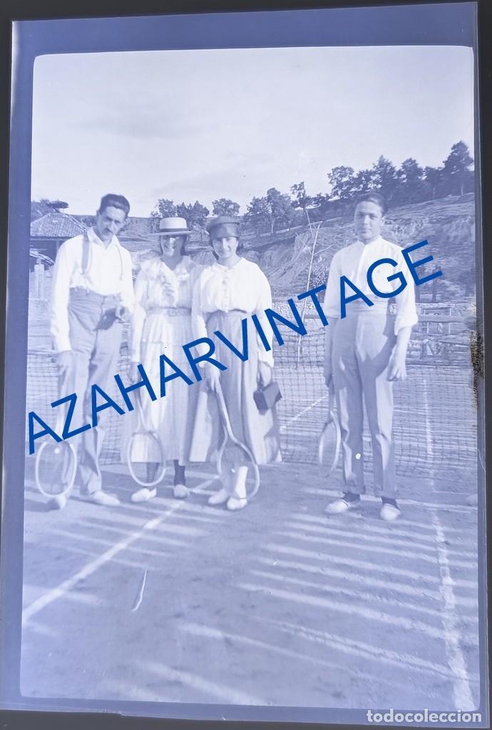 Antique Photography: ANTIQUISIMO CLICHE ORIGINAL, CELULOIDE, PARTIDO DE TENIS, 64X90MM