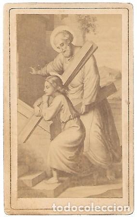 Fotograf&iacute;a antigua: FOTO ESTAMPA SAN JOSE Y EL NI&Ntilde;O JESUS SOBRE 1880 - ALBUMINA-3979
