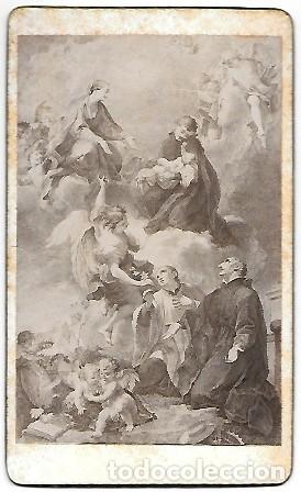 Fotograf&iacute;a antigua: FOTOGRAFIA ESTAMPA MARIA CON EL NI&Ntilde;O JESUS Y TRES SANTOS SOBRE 1890 - ALBUMINA-3991