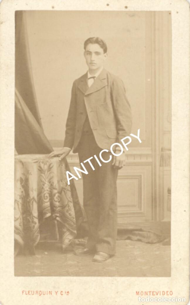 Fotograf&iacute;a antigua: Fotograf&iacute;a CDV. Se&ntilde;or. Fot&oacute;grafo Fleurquin y Cia. Montevideo. Alrededor 1880.