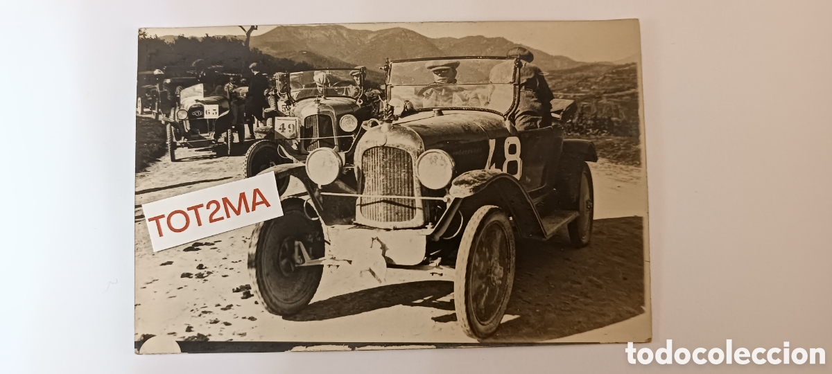Fotograf&iacute;a antigua: Antigua fotograf&iacute;a postal, carreras de coches. Posiblemente Citroen a&ntilde;os 20 - 40