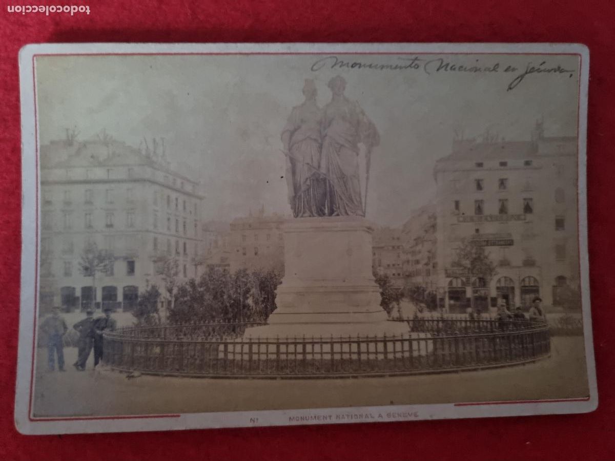 Fotografia antica: FOTOGRAFIA ALBUMINA SUIZA GENEVE GENOVA MONUMENTO NACIONAL 10,50 X 16,50 CM ORIGINAL FRC 41
