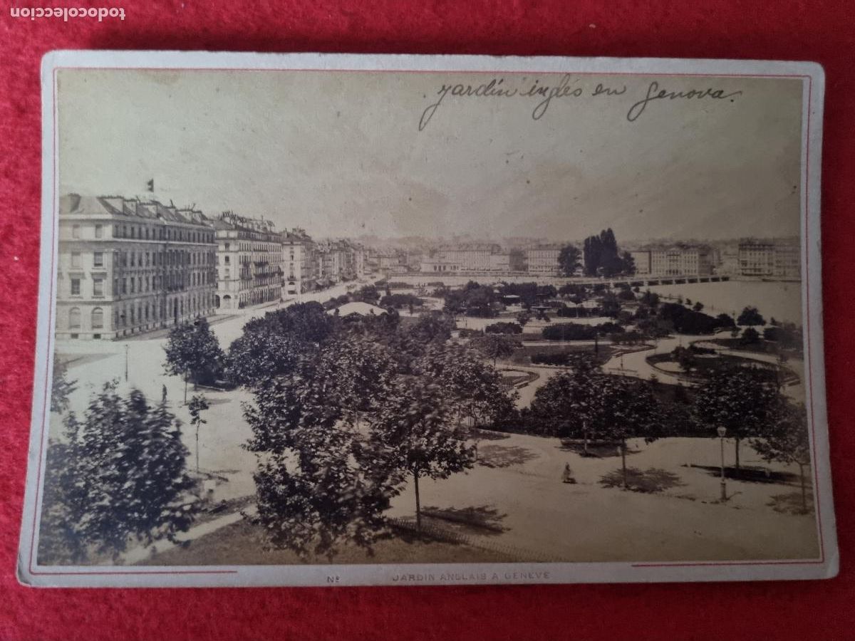 Fotografia antica: FOTOGRAFIA ALBUMINA SUIZA GENEVE GENOVA PARQUE ANGLAIS 10,50 X 16,50 CM ORIGINAL FRC 45