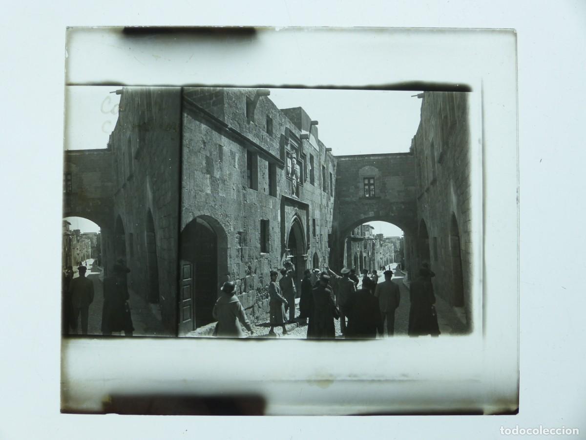 Antique Photography: The Old Town of Rhodes, GRECIA - PLACA POSITIVO EN CRISTAL, A&Ntilde;OS 1920-1930