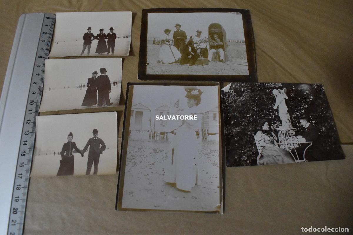 Antique Photography: SEIS FOTOGRAFIAS ANTIGUAS FINALES DEL XIX ESCENAS DE PLAYA Y FAMILIAR NO CONSTA LUGAR
