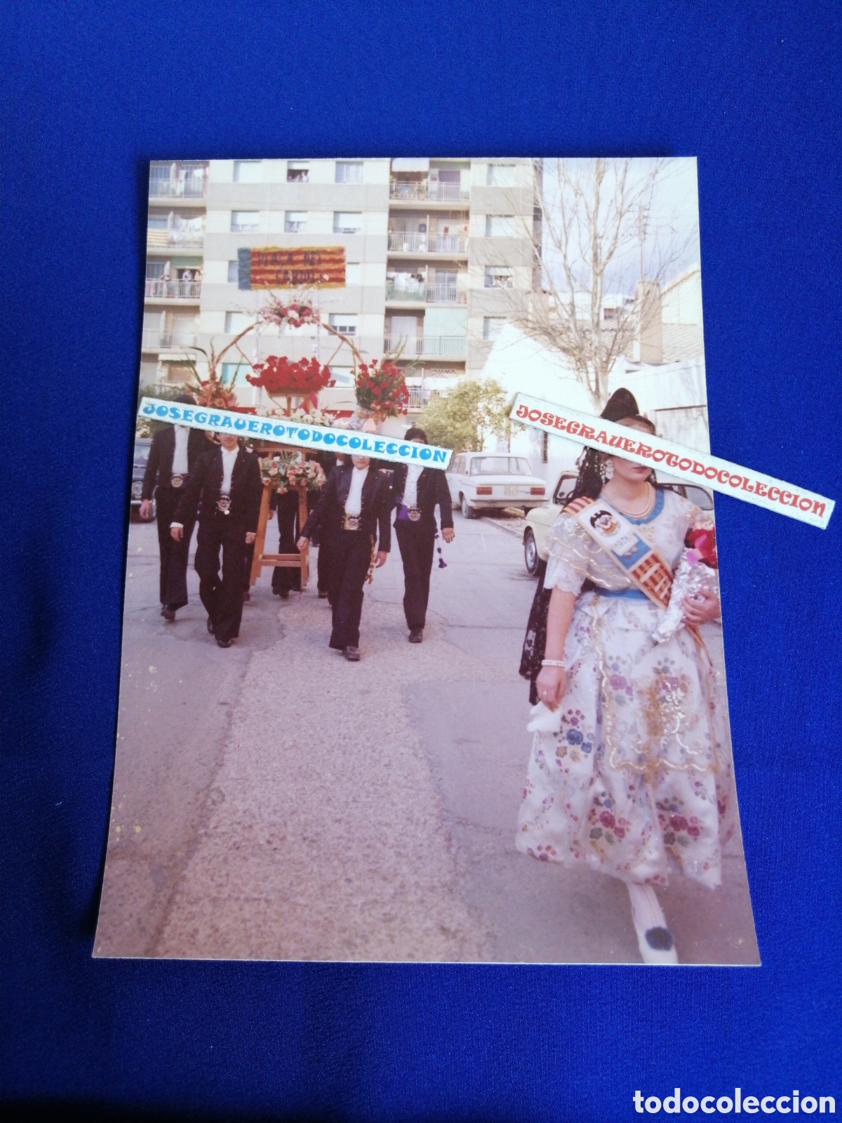 Alte Fotografie: FALLA PLAZA DEL CAUDILLO (ALDAYA) A&Ntilde;O 1978 OFRENDA VIRGEN SELLO FOTOGR&Aacute;FICO