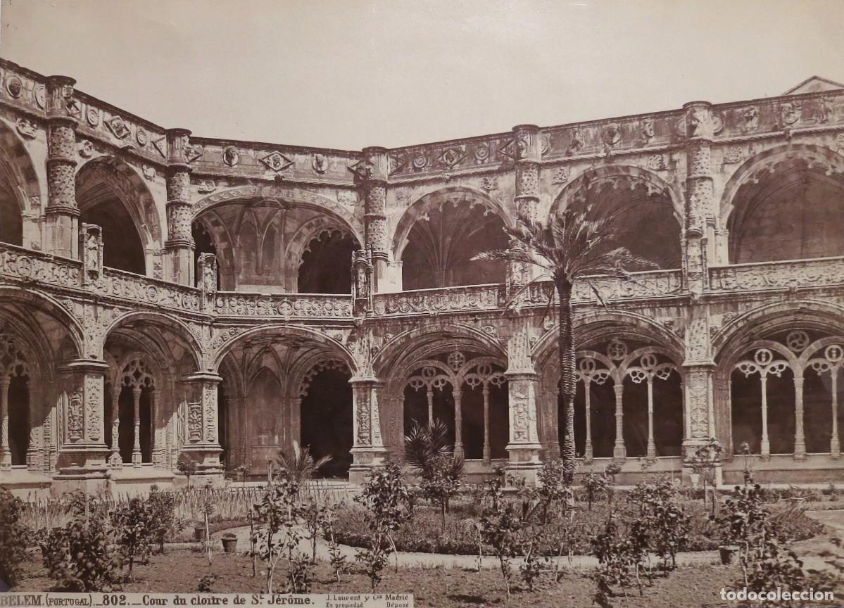 Fotografia antiga: FOTOGRAFÍA ORIGINAL DE BELÉM (LISBOA) - Claustro Monasterio de los Jerónimos (s.XIX, Laurent y Cª)