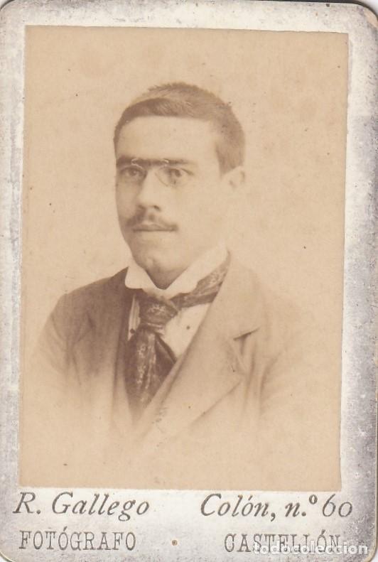 Antique Photography: ALB&Uacute;MINA 4,5 x 6,7 cm CASTELL&Oacute;N. FOT. R. GALLEGO.