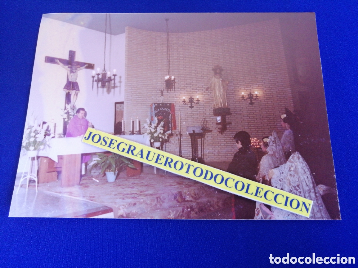Fotograf&iacute;a antigua: FALLA LA SALETA (ALDAYA) A&Ntilde;O 1975 IGLESIA FOTOGRAF&Iacute;A