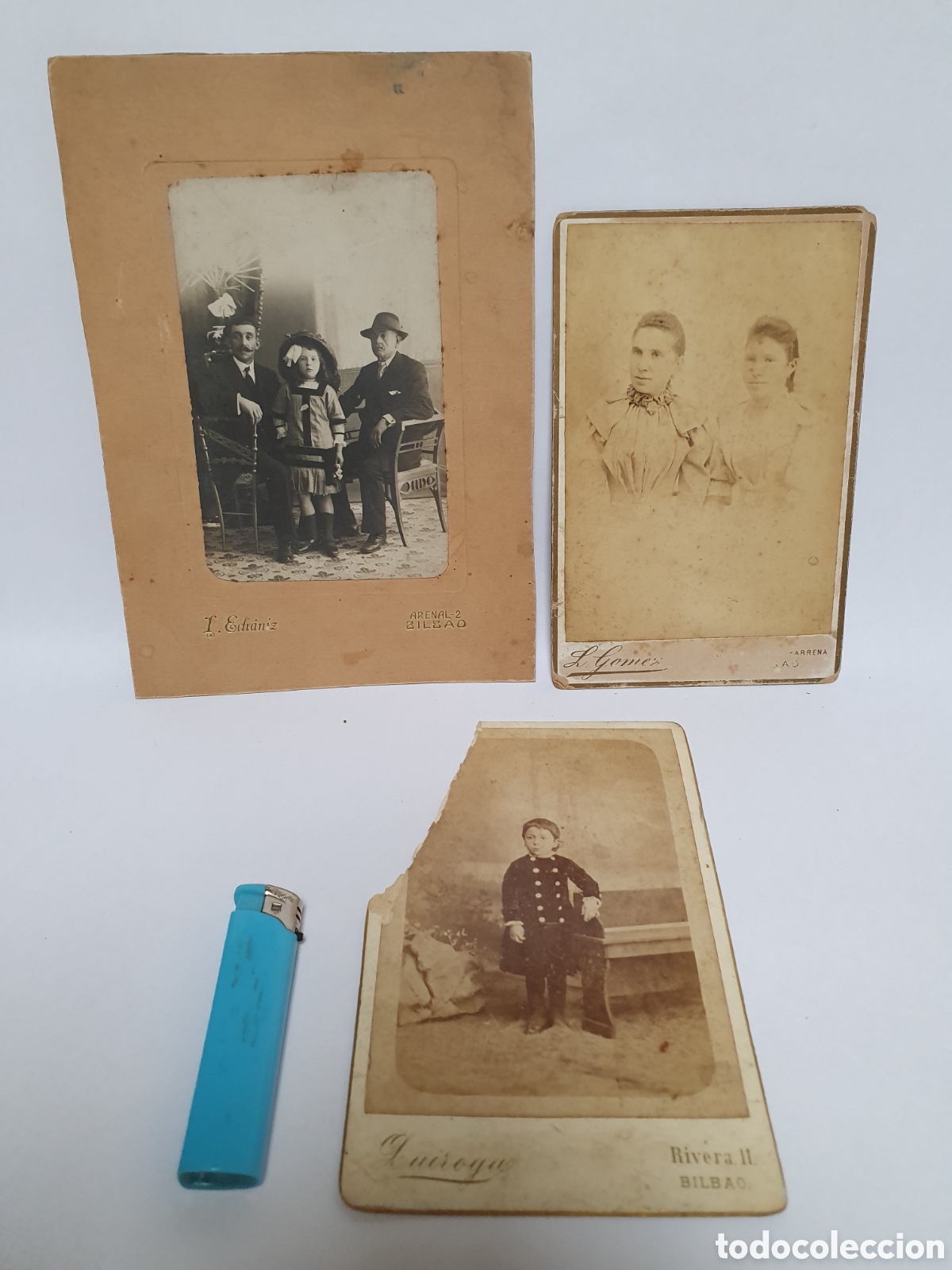 Fotografia antiga: A.M. QUIROGA. L. GOMEZ. I. ECHANIZ. 3 FOTOGRAFIAS ANTIGUAS. ALBUMINA. SIGLO XIX.