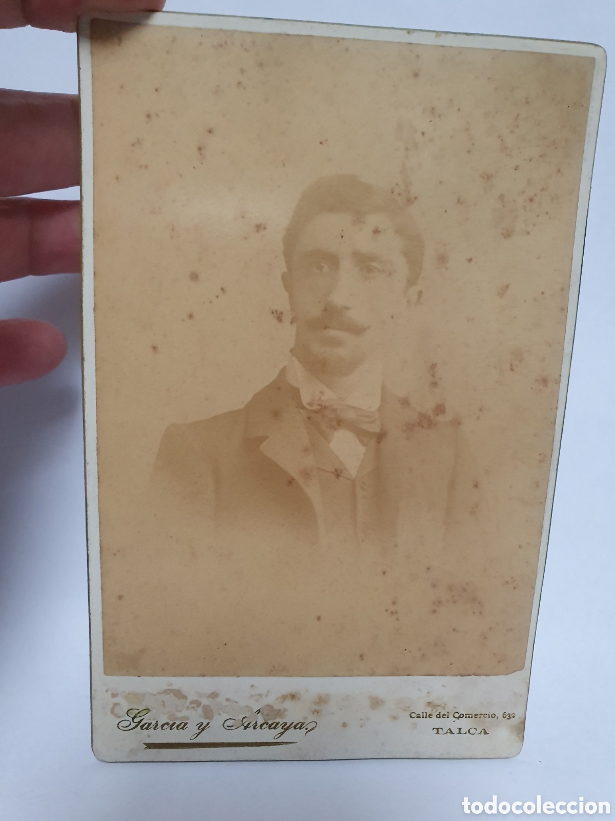 Fotografia antiga: ANTIGUA FOTOGRAFIA ALBUMINA. TALCA, CHILE. CON DEDICATORIA DE 1903.