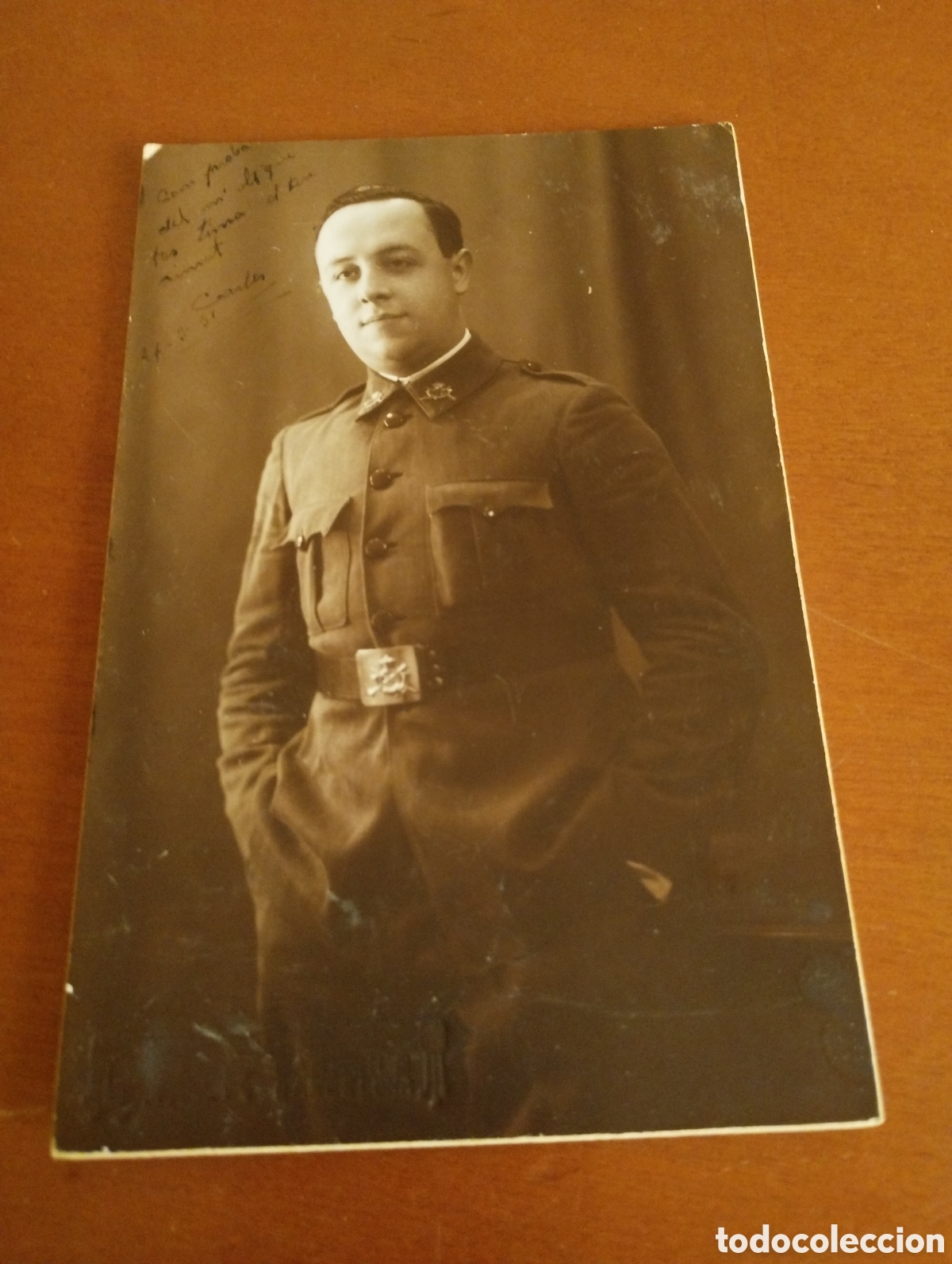 Fotografia antica: Fotograf&iacute;a de un militar con el nombre del fot&oacute;grafo troquelado 1931.