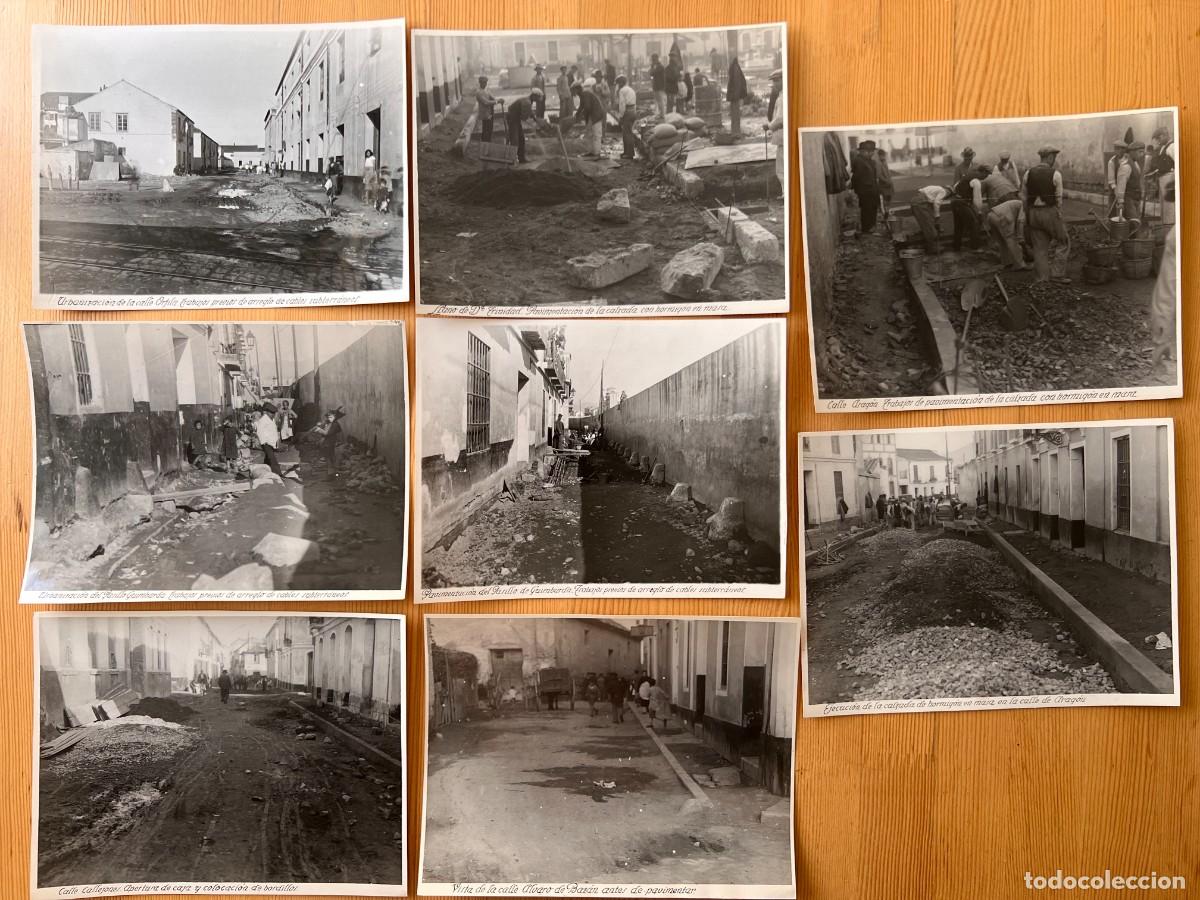Antique Photography: lote de 8 fotograf&iacute;as de M&aacute;laga de 1930 aprox. EJECUCI&Oacute;N DE OBRAS , PAVIMENTADO DE CALLES ,
