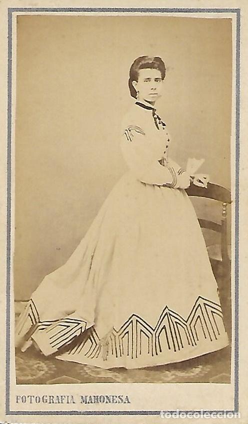 Antique Photography: ANTIGUA MINI-FOTO SOBRE CART&Oacute;N DURO (FOTOGRAF&Iacute;A MAHONESA)
