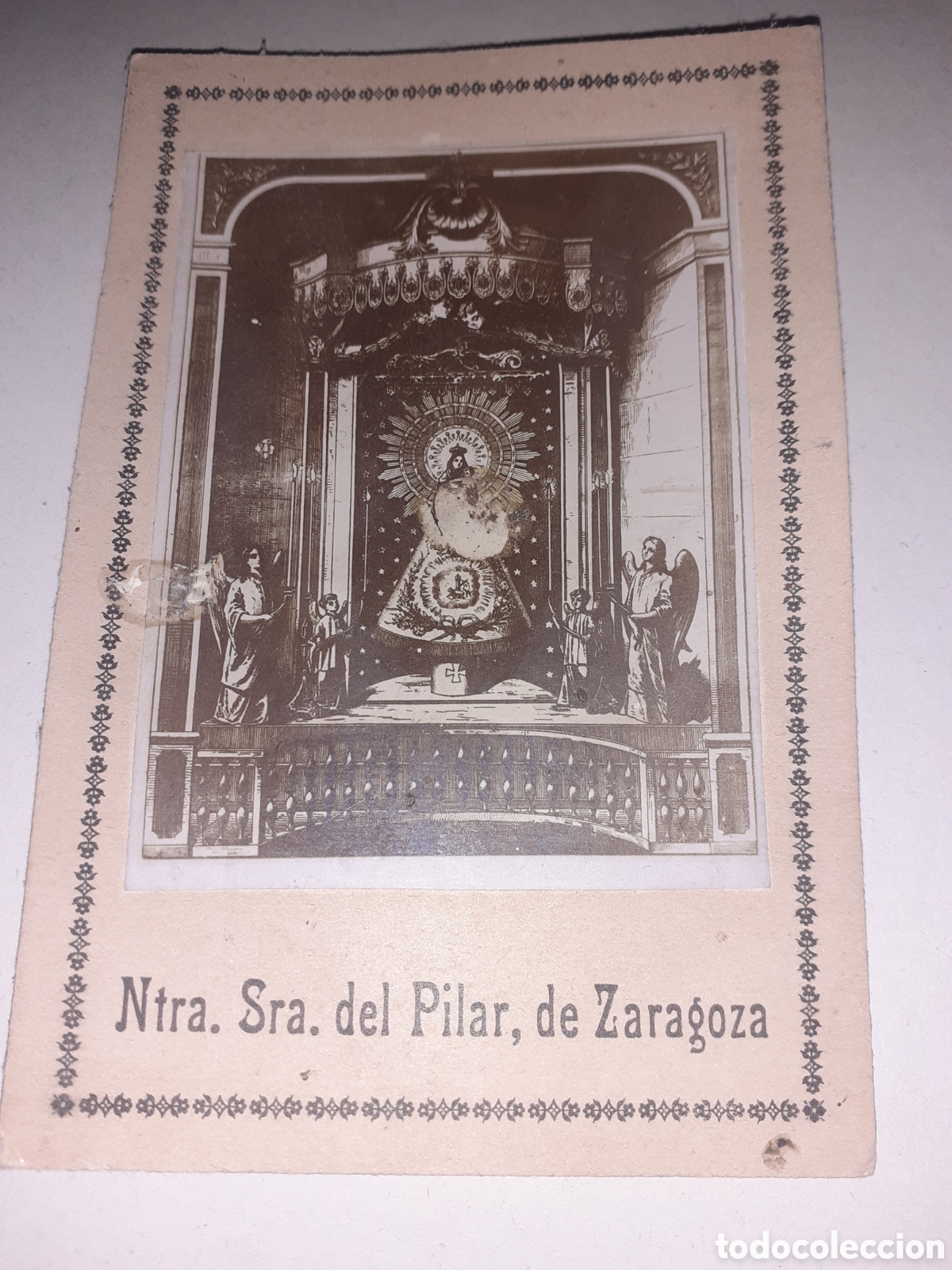 Fotograf&iacute;a antigua: ANTIGUA FOTOGRAFIA VIRGEN DEL PILAR. CON SOPORTE CARTON. 11 X 7 CM. HACIA 1920.