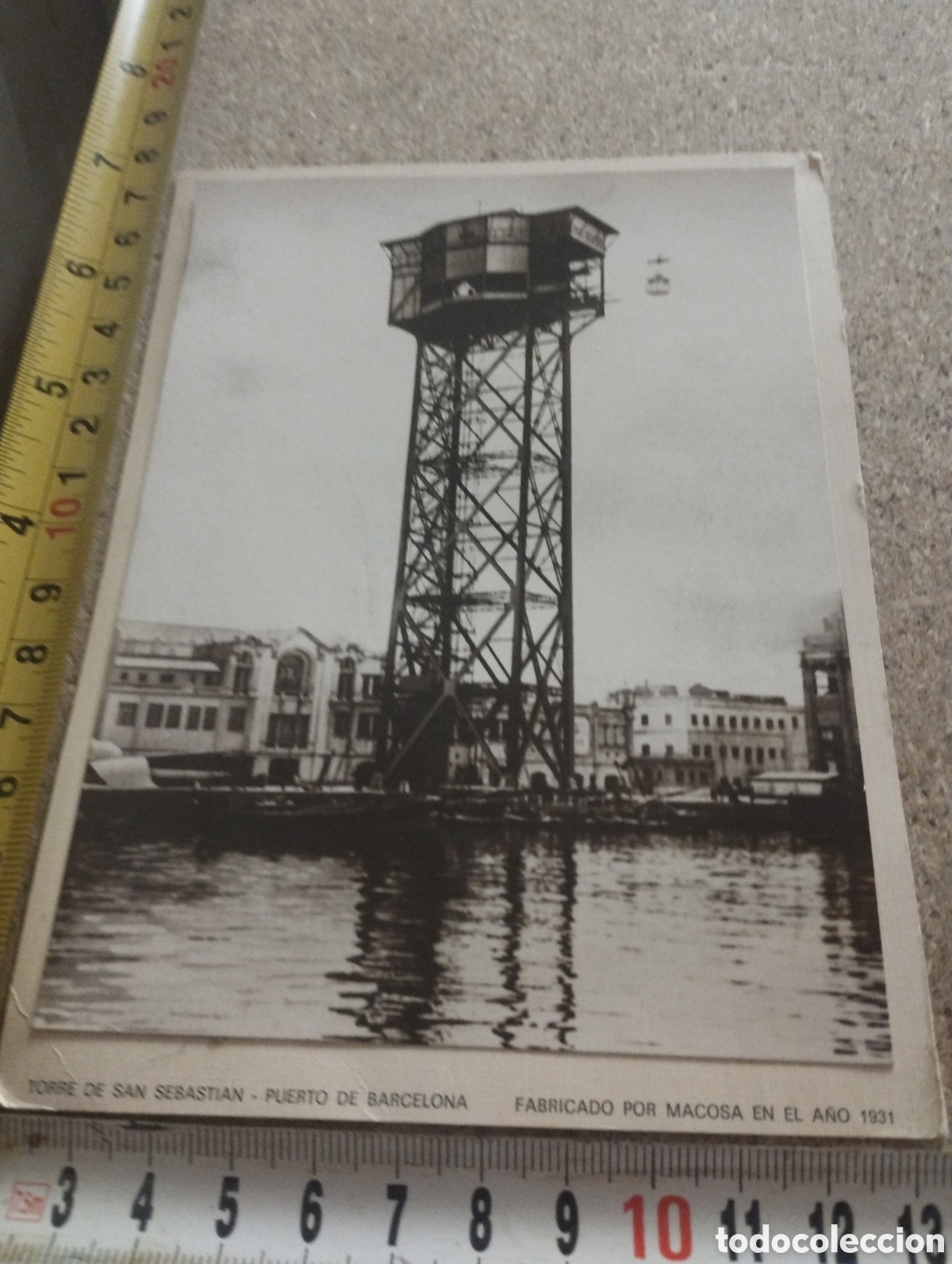 Fotografia antica: Fotograf&iacute;a de la Torre de San Sebasti&aacute;n Puerto de Barcelona Fabricado por Macosa en el a&ntilde;o 1931