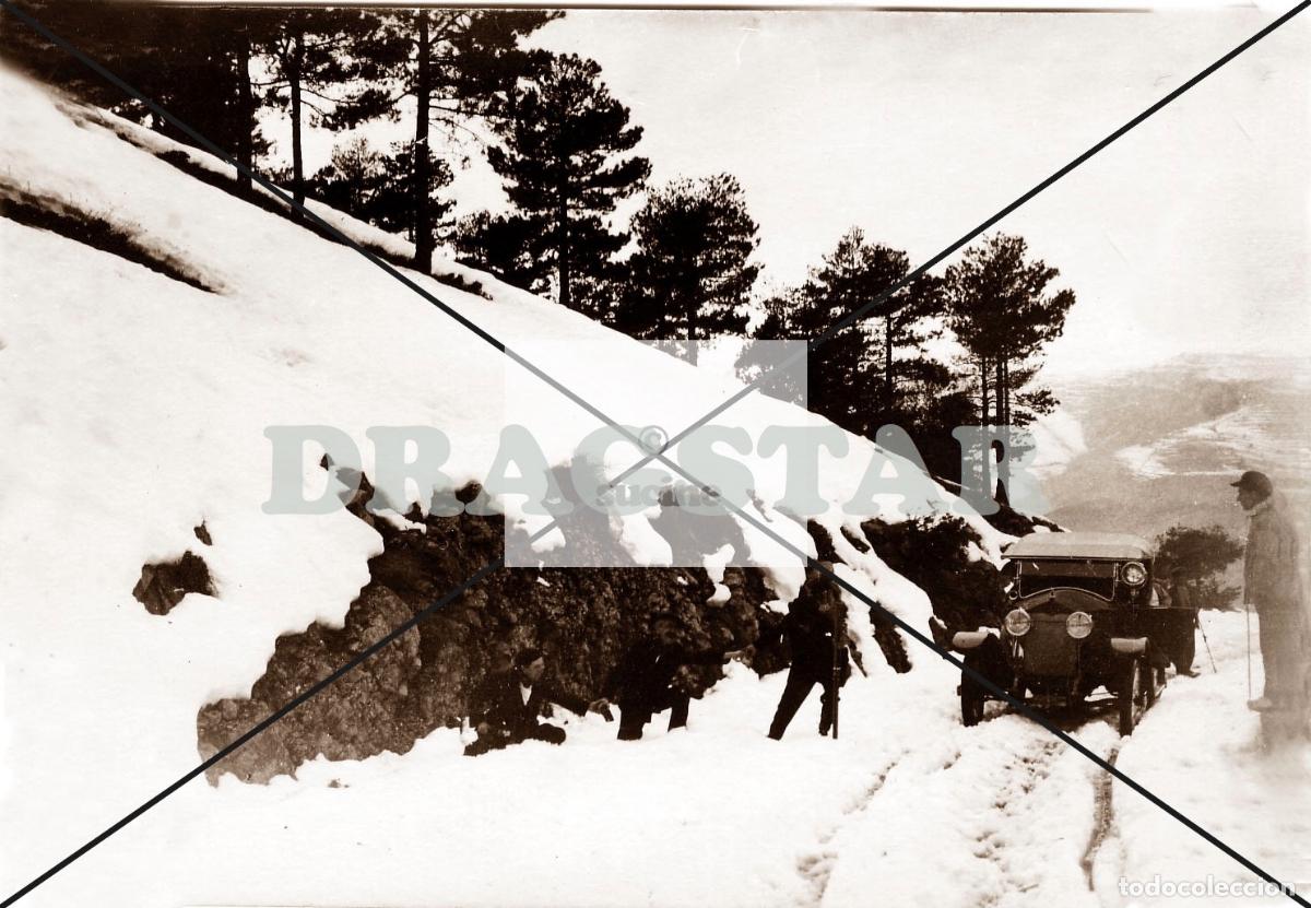 Antique Photography: FOTOGRAFIA ORIGINAL AUTOMOVIL Y NEVADA EN LA CARRETERA DE MORELLA CASTELLON EN 1915