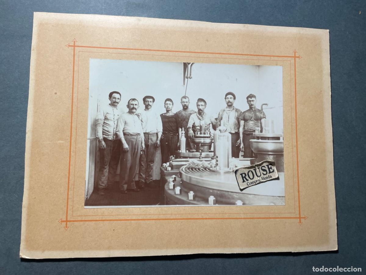 Antique Photography: ANTIGUA FOTOGRAFIA - ALB&Uacute;MINA - GRUPO DE TRABAJADORES , MONTADA SOBRE CARTULINA DE EPOCA FINL S. XIX