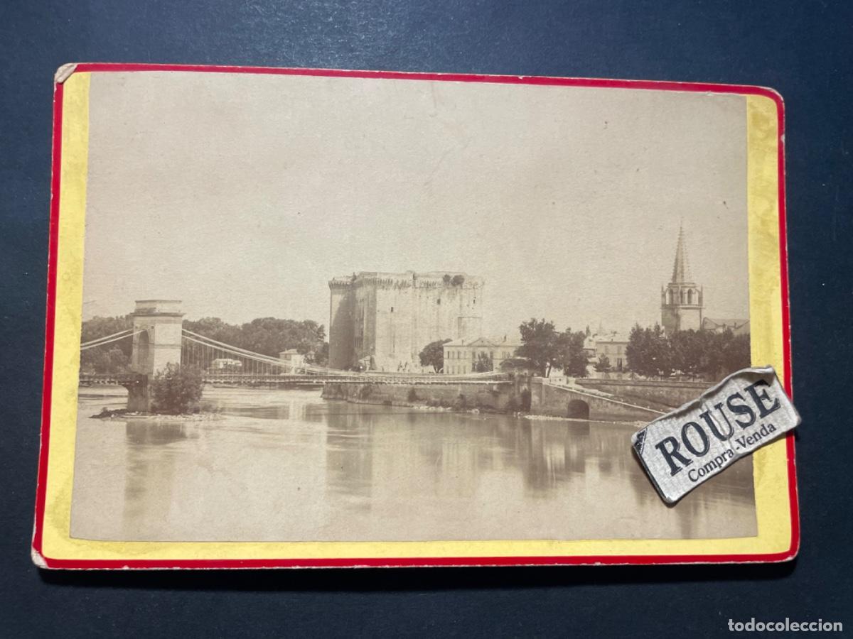 Fotografia antica: ANTIGUA FOTOGRAFIA (ALB&Uacute;MINA) S.XIX TARASCON (FRANCIA) VISTA DEL CASTILLO DESDE EL RIO ALBUMINA
