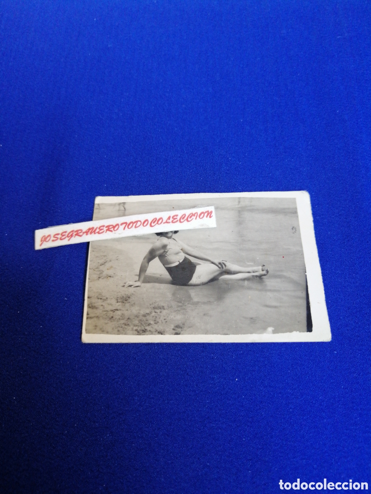 Antique Photography: MODELO EN LA PLAYA EN BA&Ntilde;ADOR FOTOGRAF&Iacute;A ANTIGUA SIGLO PASADO