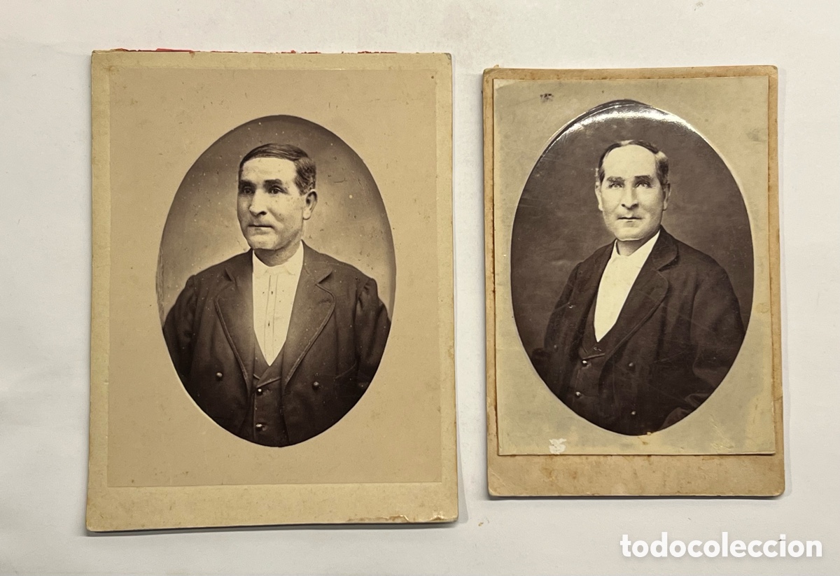 Fotografia antica: GENT D&rsquo;ALGEMESI&hellip; (2) fotograf&iacute;as Albuminas del mismo Se&ntilde;or defrente y perfil (fin siglo XIX)