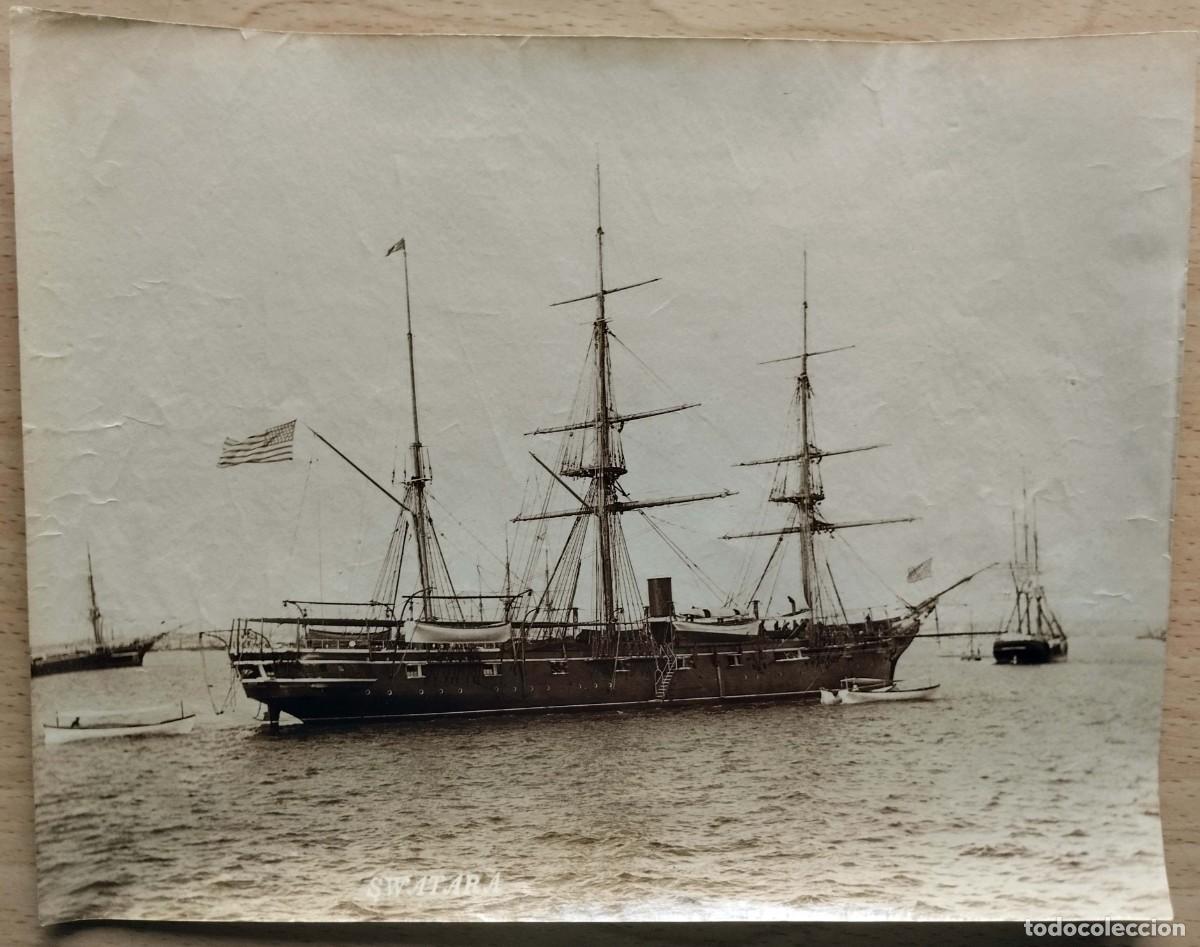 Fotografia antica: Foto Alb&uacute;mina Barco Swatara En La Bah&iacute;a De Montevideo Ca. 1895