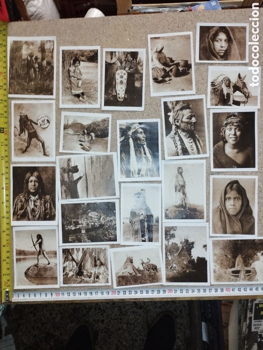 Antique Photography: Lote de 22 cromo- fotograf&iacute;as de los indios americanos, todas antiguas