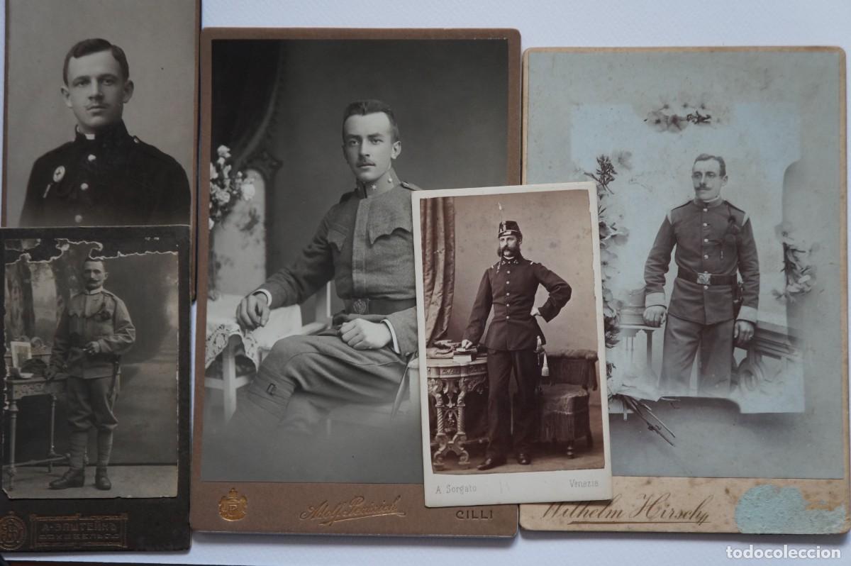 Fotografia antica: Lote de 5 fotograf&iacute;as antiguas en blanco y negro. Retratos de militares. Cabinet card.