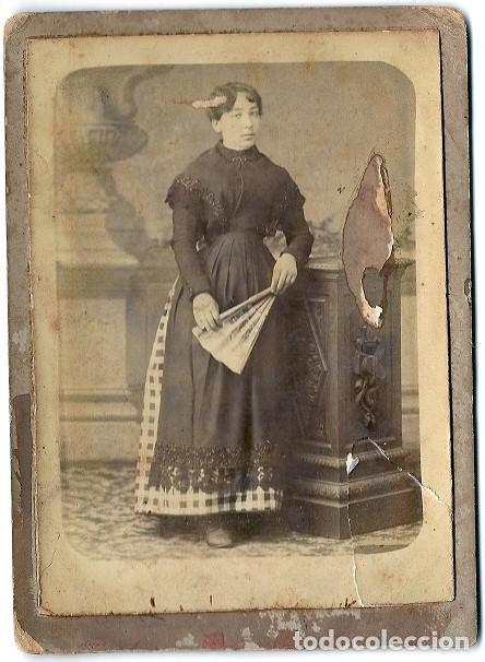 Antique Photography: 7342D -PRETERITO RETRATO-FOTOGRAF&Iacute;A RAFAEL ARE&Ntilde;AS-BARCELONA 11X15 CM- PRESUMIBLE S. XIX