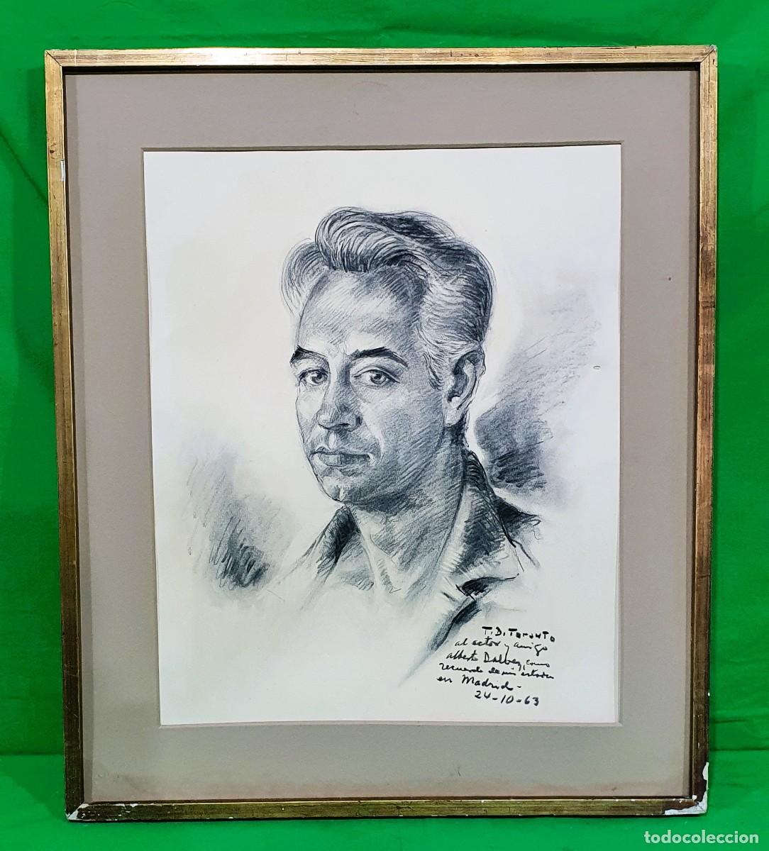 Antique Photography: - ANTIGUO RETRATO AL CARBONCILLO DEL ACTOR ALBERTO DALBES