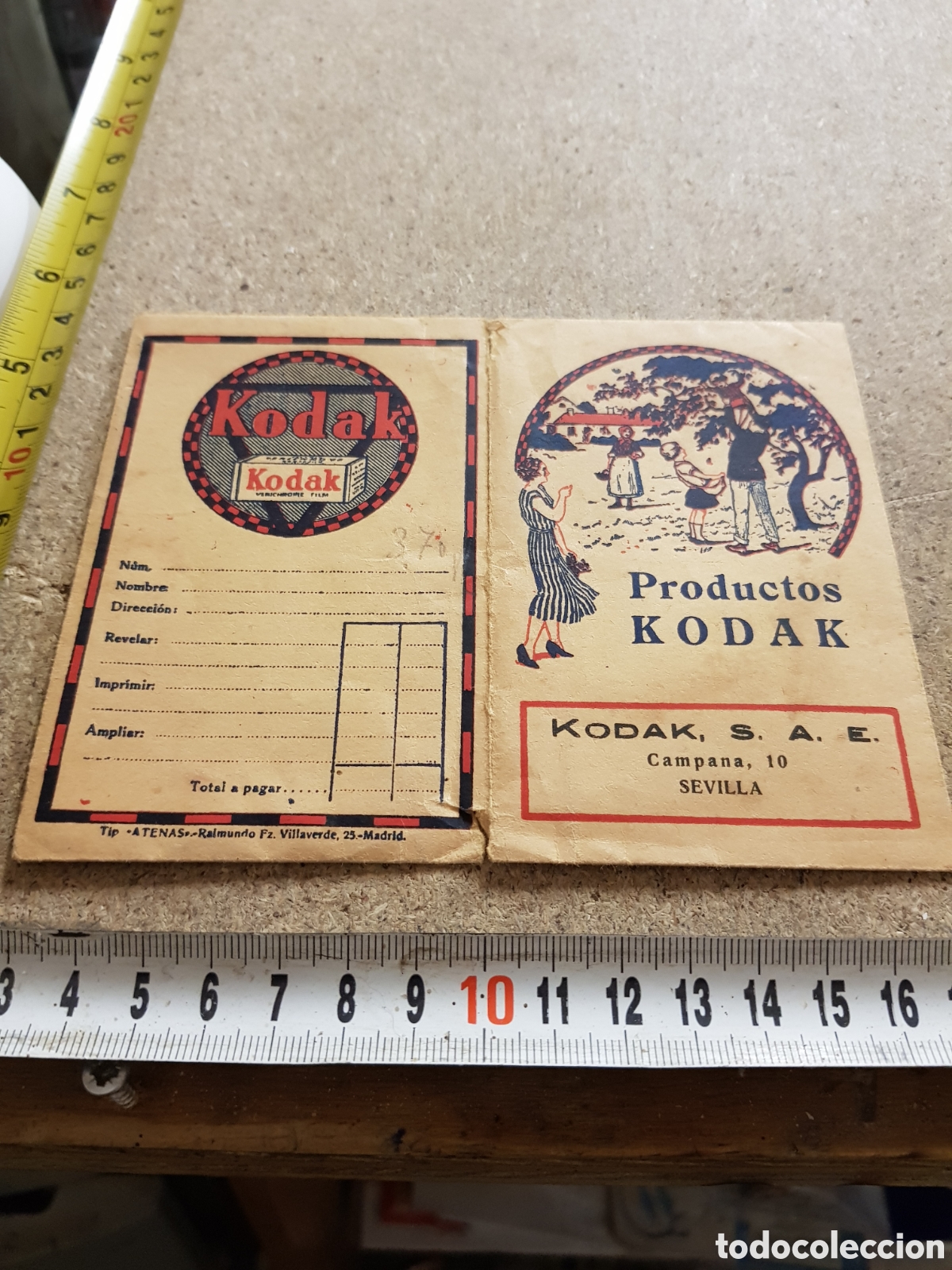Fotografia antica: Sobre porta-fotos de la marca Kodak de Savilla