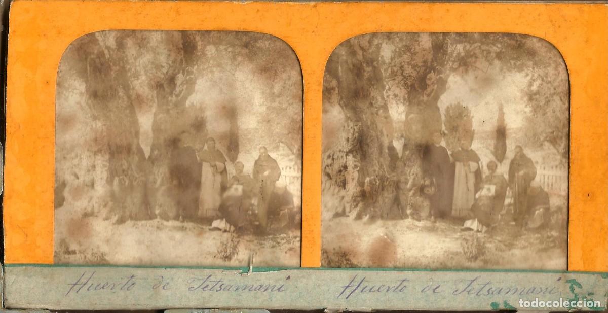 Antique Photography: HUERTO DE GETSEMANI INTERIOR ALBUMINA FOTOGRAFIA ESTEREOSCOPICA U90