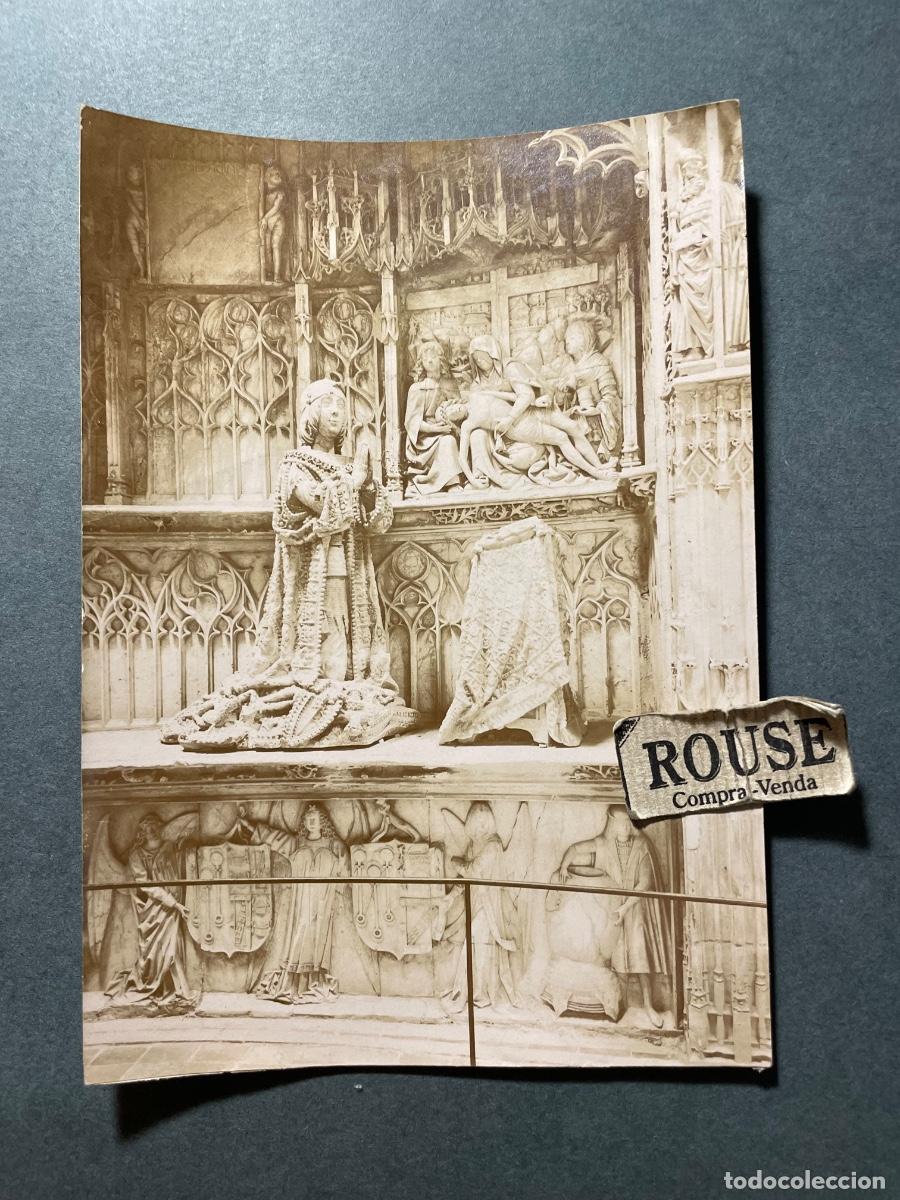 Fotografia antica: ANTIGUA FOTOGRAFIA - ALBUMINA ANTIGUO RETABLO GOTICO PIEDRA - 176X11 CM.