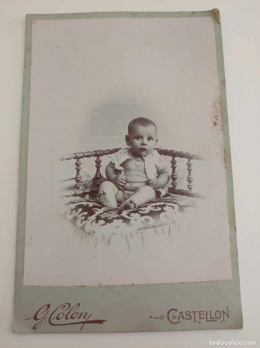 Fotografia antiga: Antigua fotografia estudio ni&ntilde;o Fotografo G. Colon Calle G. Cherma Castellon principios siglo XX