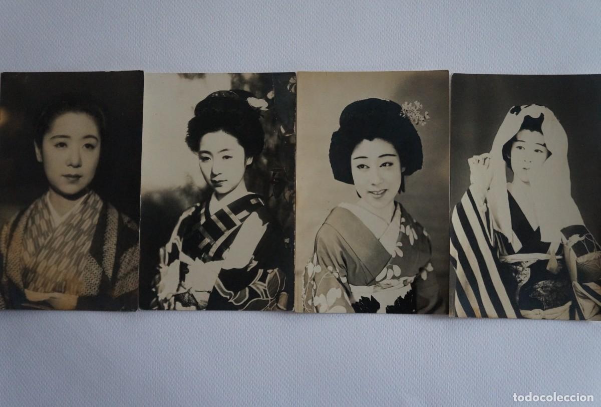 Fotografia antica: Lote de 4 fotograf&iacute;as antiguas en blanco y negro. Retratos de geishas. Jap&oacute;n.