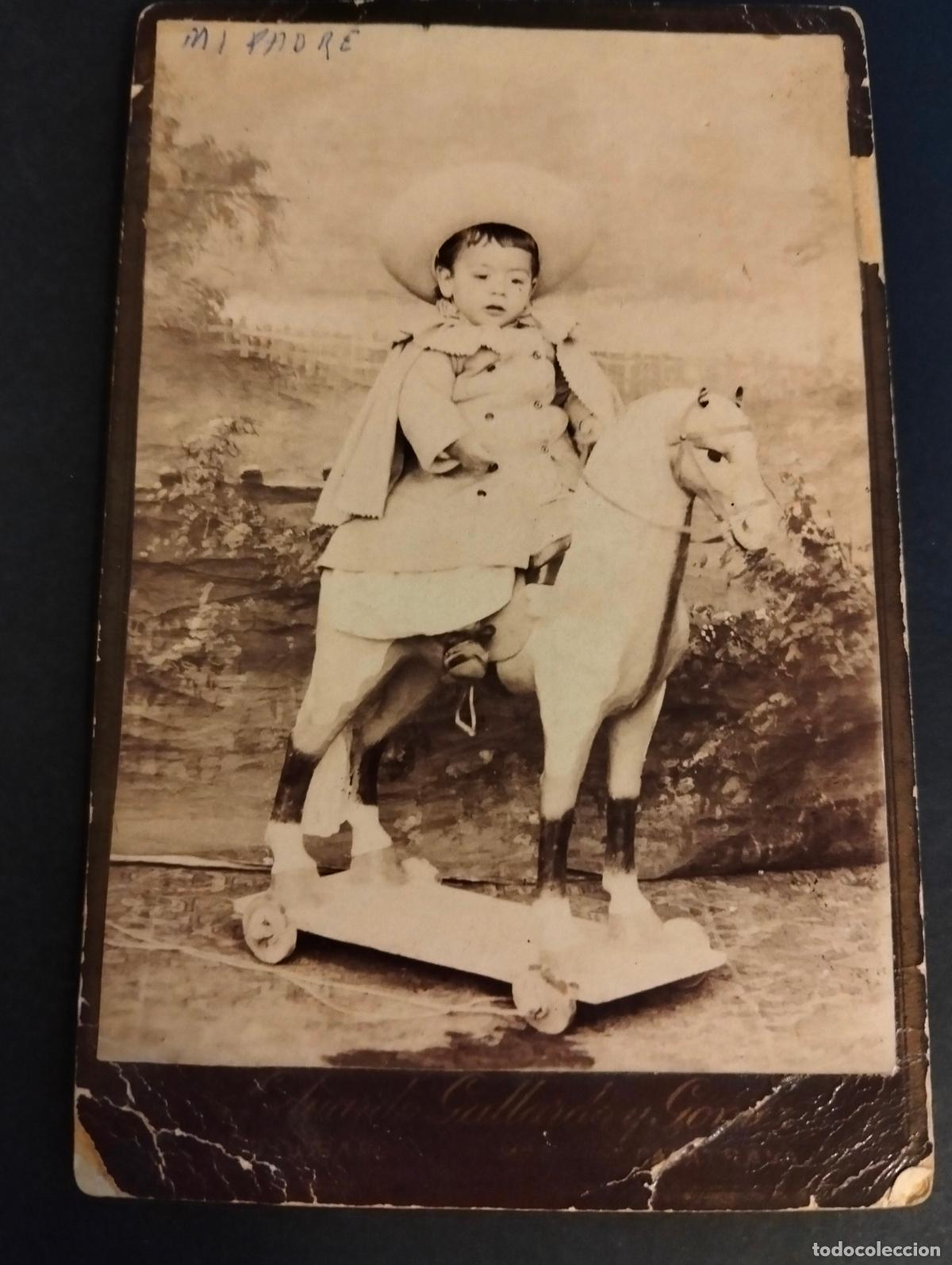 Fotograf&iacute;a antigua: MORAL DE CALATRAVA CIUDAD REAL EDUARDO GALLARDO FOTOGRAFO RETRATO DE NI&Ntilde;O 8 X 12 CM