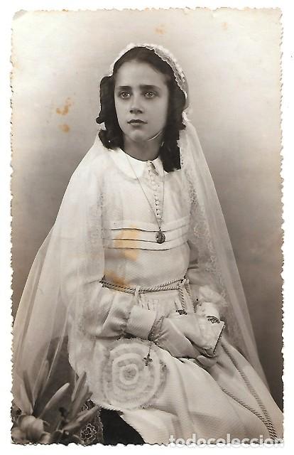 Antique Photography: FOTOGRAFIA TARJETA POSTAL NI&Ntilde;A DE COMUNION - ALBUMINA-4044
