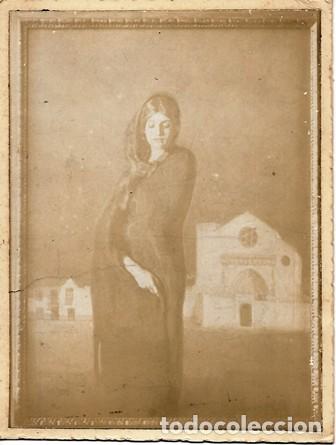 Antique Photography: FOTOGRAFIA REPRODUCCION OLEO COSTUMBRISTA MUJER SEVILLANA - ALBUMINA-4049