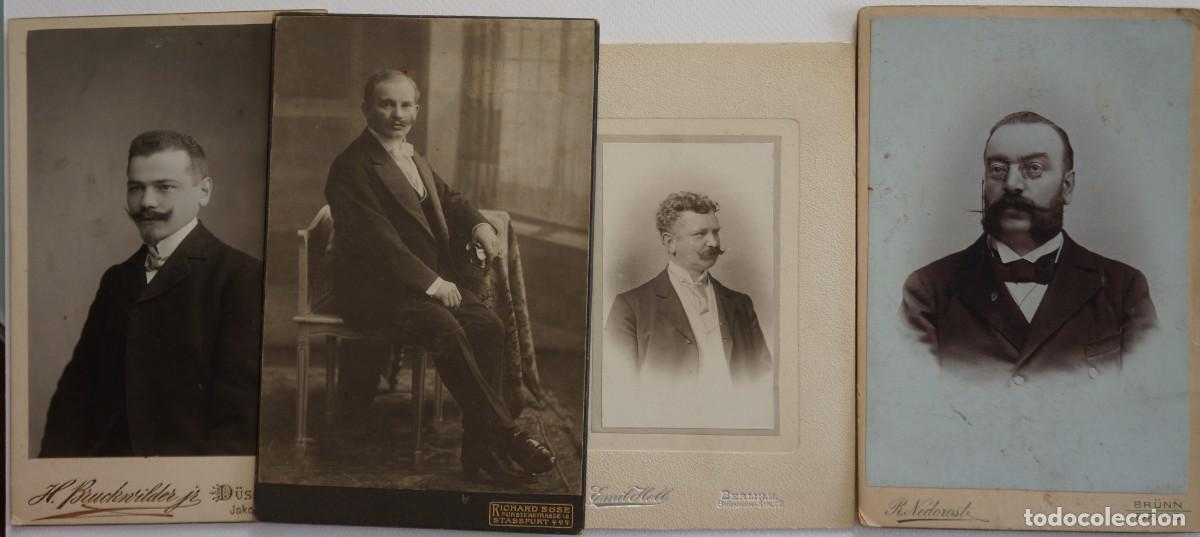Fotografia antica: Lote de 4 fotograf&iacute;as antiguas en blanco y negro. Cabinet Card. Retratos de hombres. Alemania.