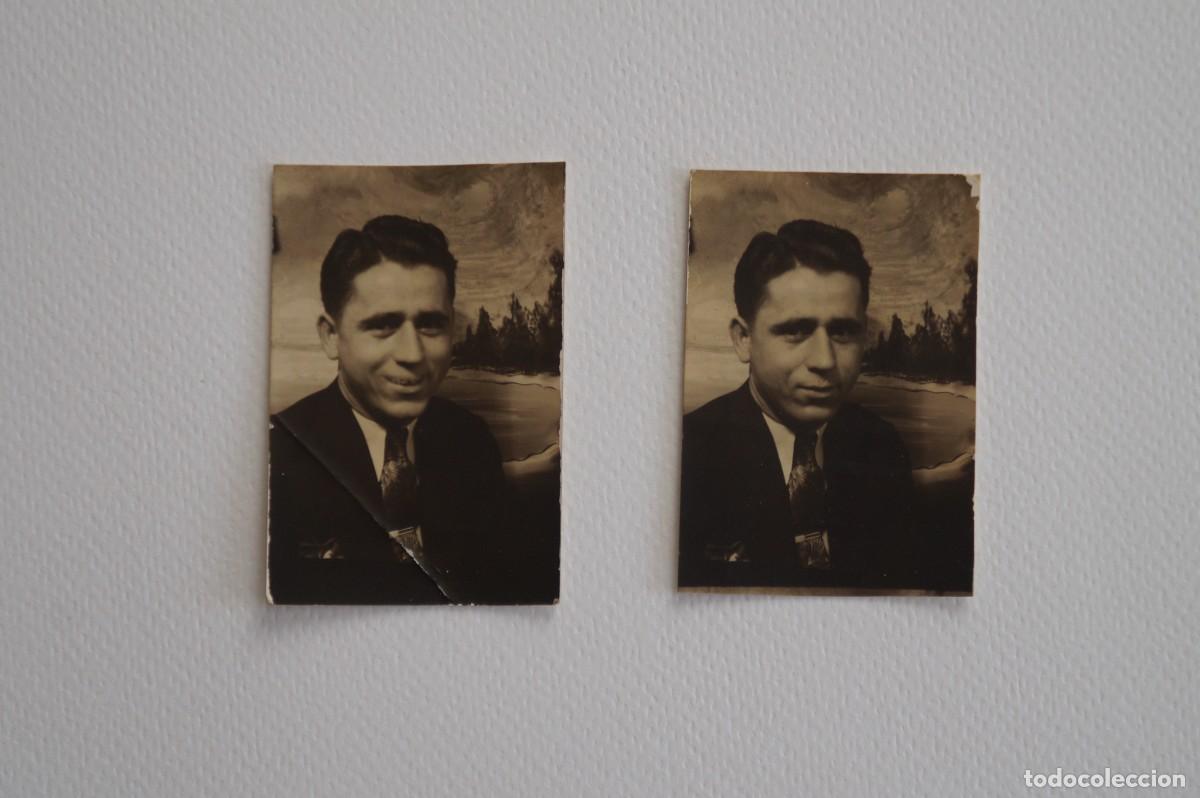 Fotografia antica: Lote de 2 fotomat&oacute;n en blanco y negro. Retrato de hombre. Francia.