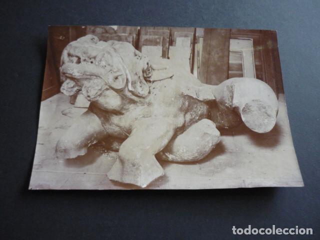 Antique Photography: ESCULTURA DE LEON PIEZA ARQUEOLOGICA ALBUMINA SIGLO XIX 11,5 X 16,5 CM