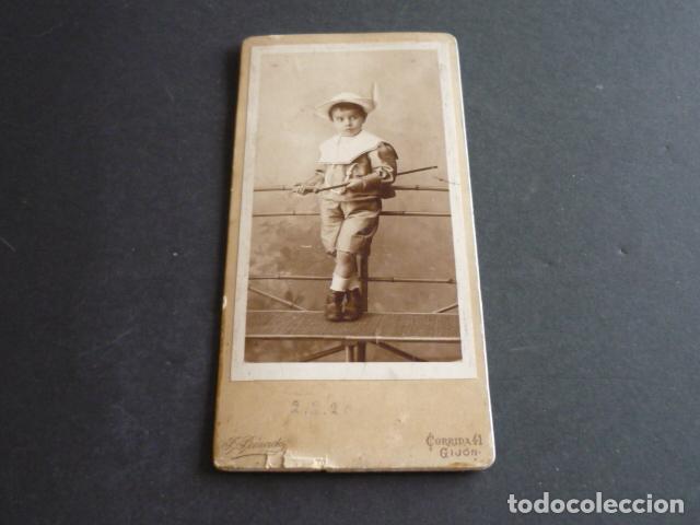 Antique Photography: GIJON ASTURIAS RETRATO DE NI&Ntilde;O JULIO PEINADO FOTOGRAFO 8,5 X 16,5 CM