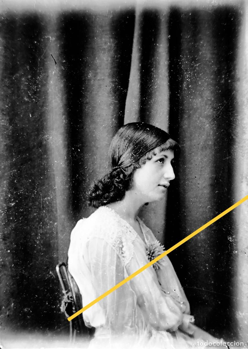 Fotografia antica: Antiguo negativo de fotograf&iacute;a. Se&ntilde;orita. Artista cine o teatro? En cristal.