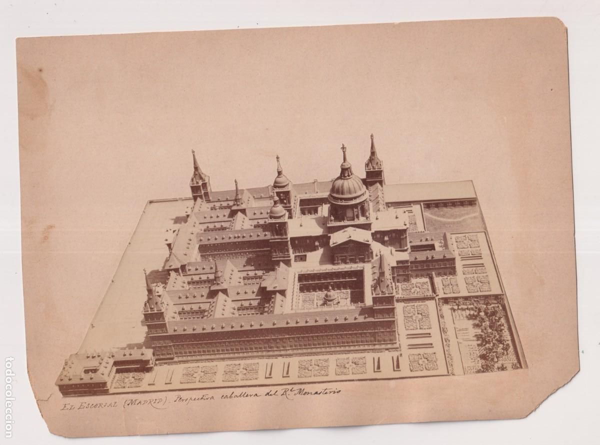 Fotograf&iacute;a antigua: Fotograf&iacute;a alb&uacute;mina, Perspectiva caballera del Monasterio del Escorial .