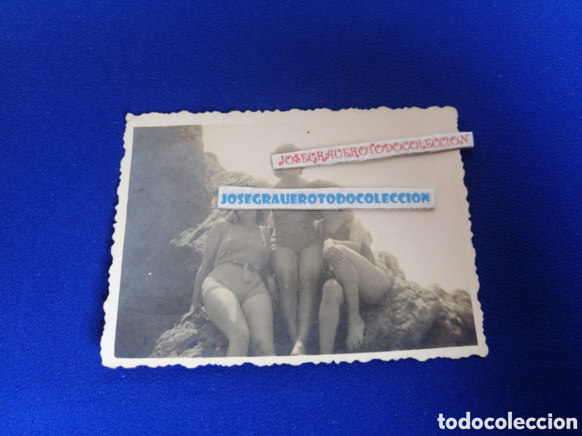 Antique Photography: PLAYA MODELOS EN BA&Ntilde;ADOR A&Ntilde;O 1944 FOTOGRAF&Iacute;A ANTIGUA SIGLO PASADO