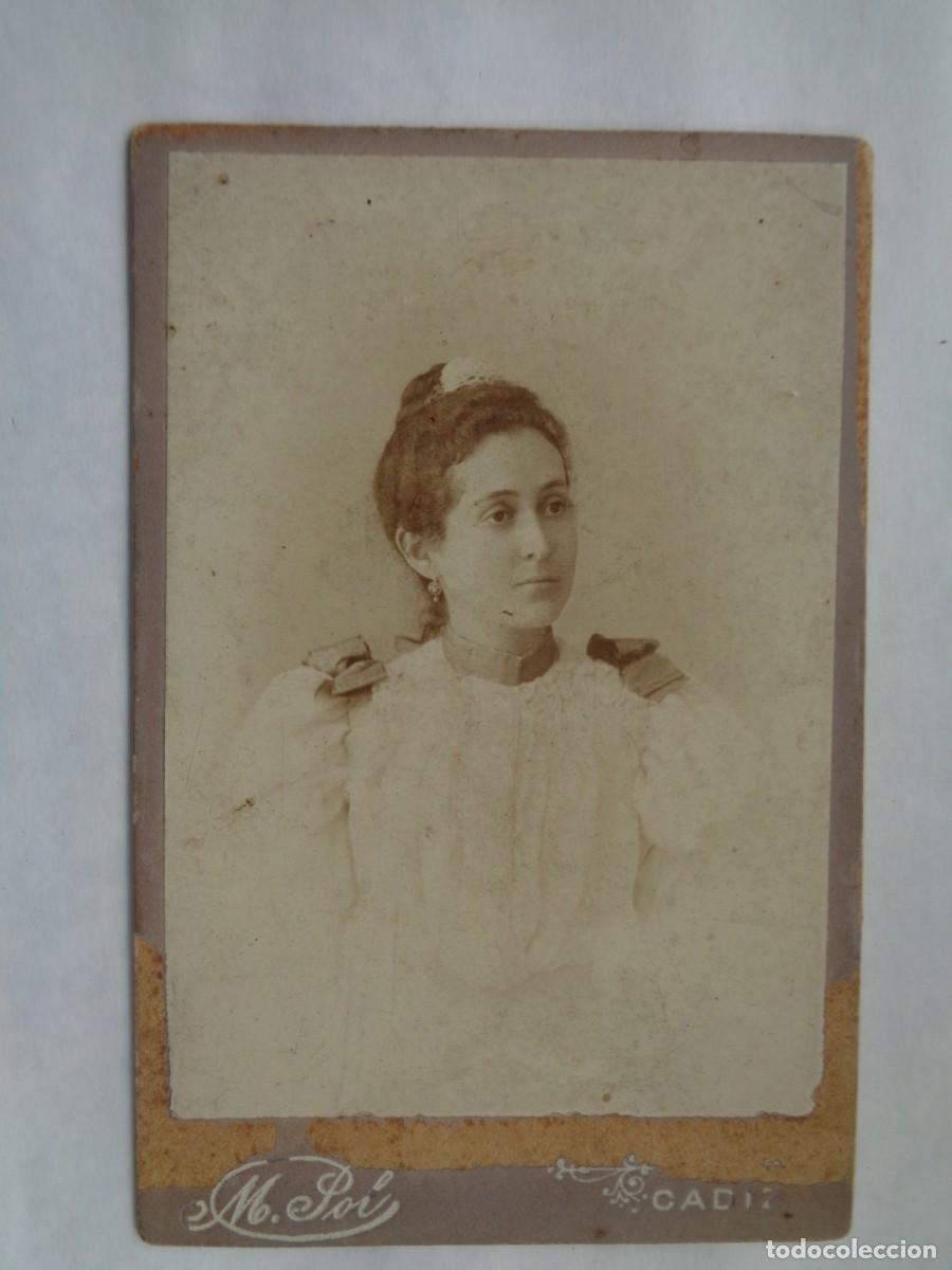 Antique Photography: PRECIOSA FOTO DE ESTUDIO DE SE&Ntilde;ORITA DEL SIGLO XIX . DE M. POL , CADIZ