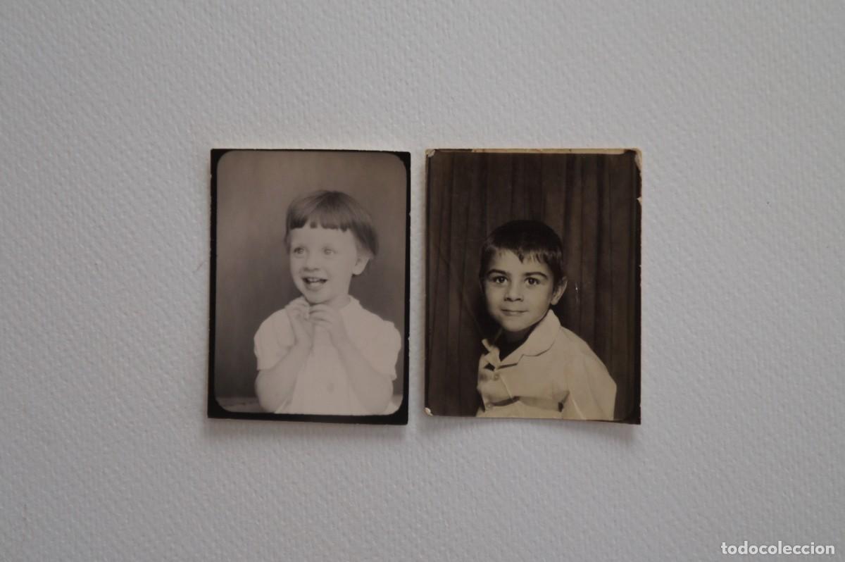 Fotografia antica: Lote de 2 fotomat&oacute;n antiguos en blanco y negro. Retratos de ni&ntilde;os.